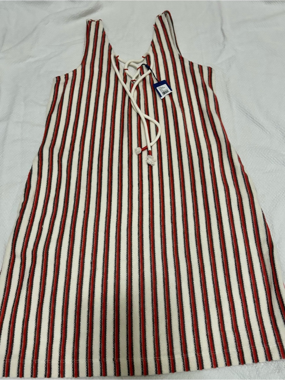 Rebecca Minkoff Red, Black & White Striped Lace-Up Kids One-Piece
